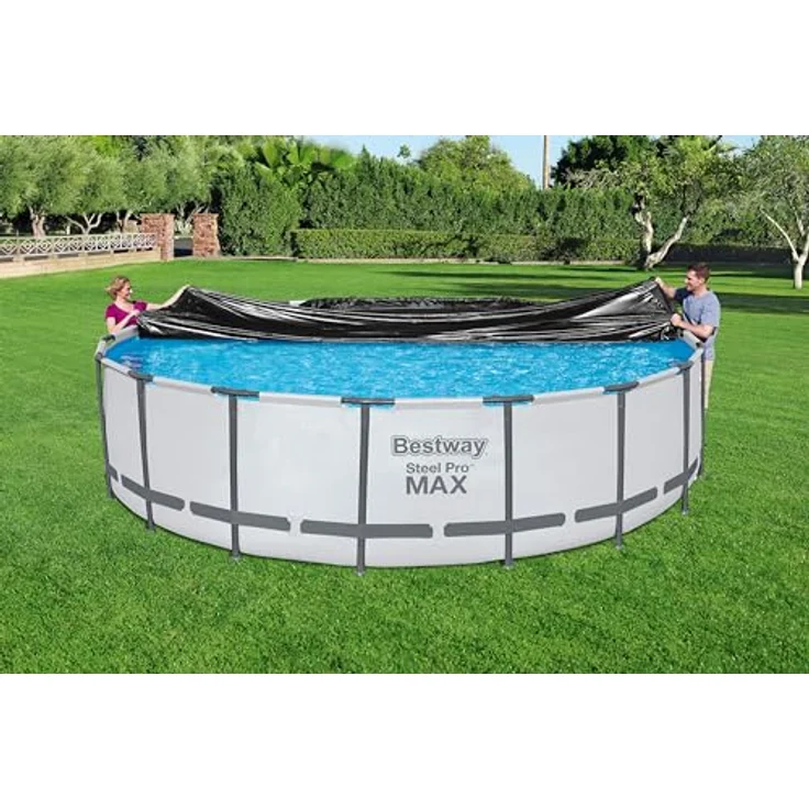 Bestway PVC-Abdeckplane Ø 555 cm, schwarz, rund – Bild 2