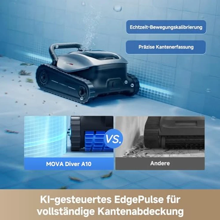 MOVA Diver A10, Intelligenter Poolroboter mit 22 700 L/h Saugleistung, 240 min Laufzeit, Doppel-Bürste und 8 IA-Modi – Bild 4