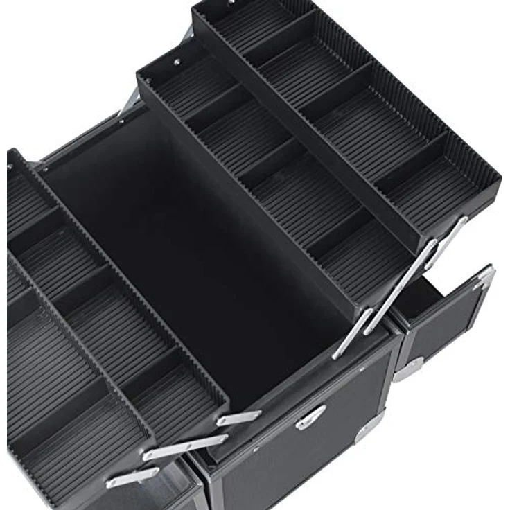 HMF 14902-02 Alu Werkzeugkoffer leer | Angelkoffer | individuelle Trennwände | 36,5 x 35 x 22 cm | Schwarz - Preisvergleich – Bild 3