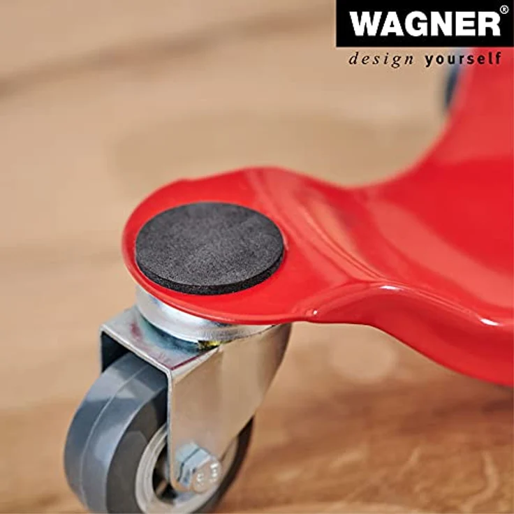 Transporthilfe MM 1196, 25 x 25 x 7,5 mm, softe Rollen Ø 50 mm, Stahl beschichtet, rot, Tragkraft 100 kg – Bild 3