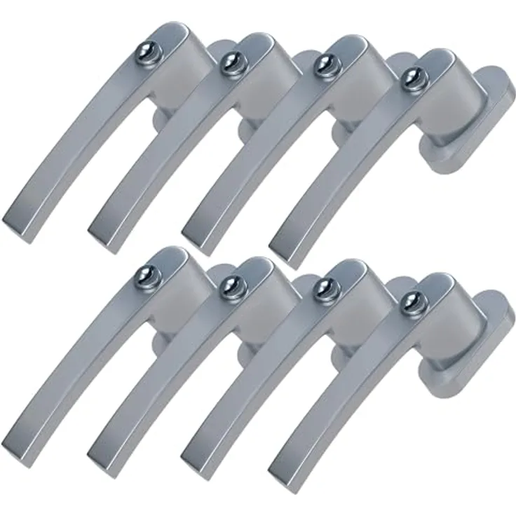 BASI 8er Set Fenstergriff abschließbar | Aluminium | Kindersicherung | Stiftlänge 35 mm | Weiß oder Silber | 16 Schlüssel
