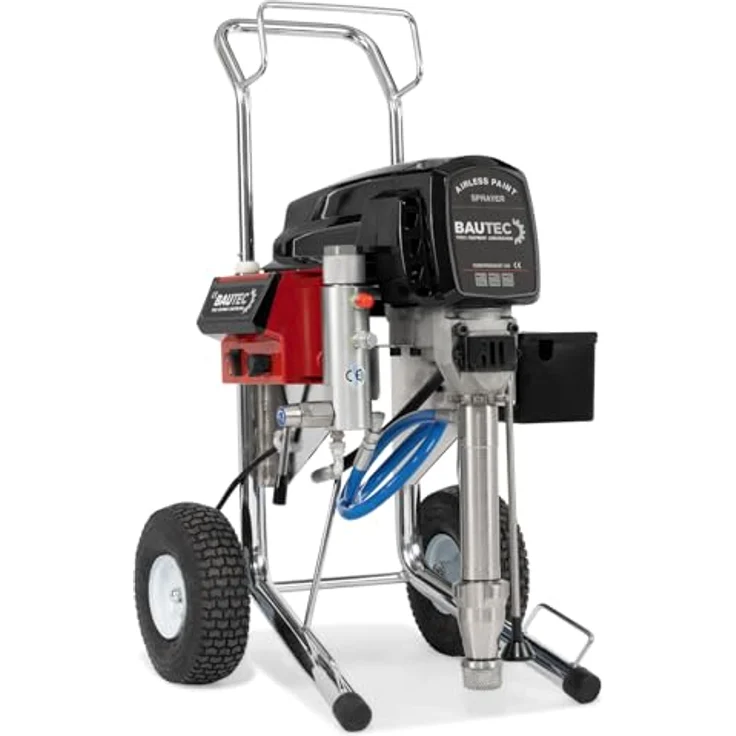 BAUTEC Farbsprühgerät Airless 384, Kolbenpumpe bis 6,3 l/min, Kombi-Set mit Flächenspachtel-Set – Bild 2