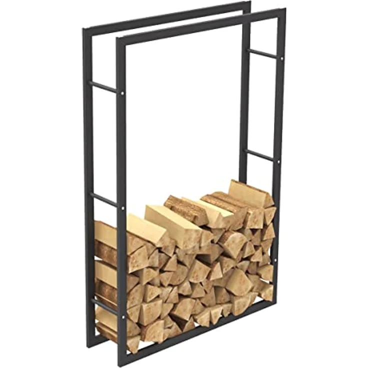 Bc-elec HHWPF0026 Holzablage, Rack aus schwarzem Stahl für Brennholz, 150 x 100 x 25 cm – Bild 5