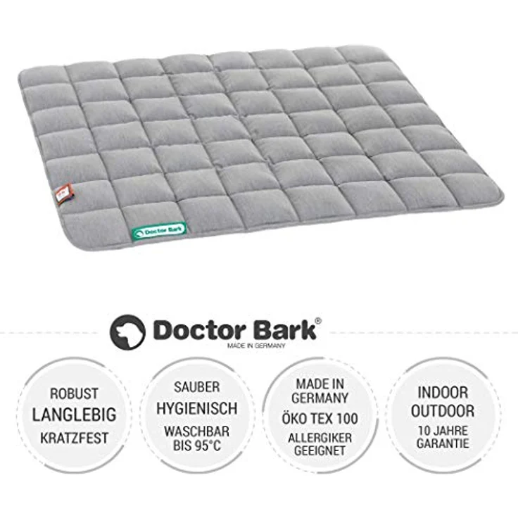 Doctor Bark Hundedecke - weiche, hochwertige Hundematte für mittlere Hunde, robuste Indoor - Outdoor Liegedecke, waschbar bis 95°C (Gr. M, Hellgrau) – Bild 2