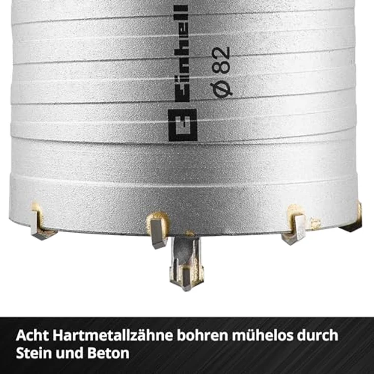 Einhell HM-Bohrer- und Bit-Set, 82 mm Hohlbohrkrone mit 8 Hartmetallzähnen, SDS-Plus-Schaft, inkl. Zentrierbohrer 8 mm – Bild 7