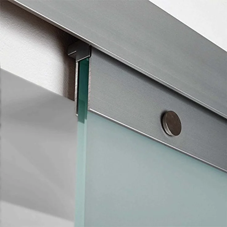 inova Glas-Schiebetür Komplettset 755 x 2035 mm Kreis Design 8 mm ESG Alu Lauf-schiene mit Quadratgriff + einseitiger Softclose, inova - Moderne Glastür aus 8 mm Echtglas, rahmenlos, mit hochwertigen Aluminium-Beschlägen - Preisvergleich – Bild 5