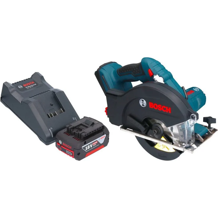 Bosch Professional GKM 18V-50, Kompakt-Handkreissäge mit 136 mm Sägeblatt, 1x 4,0 Ah Akku und Ladegerät