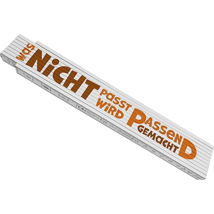 speecheese Meterstab aus Holz für Papa, lustiger Spruch "Was nicht passt, wird passend gemacht", 24x3,5 cm, hochwertig, 10 Gelenke – Bild 1