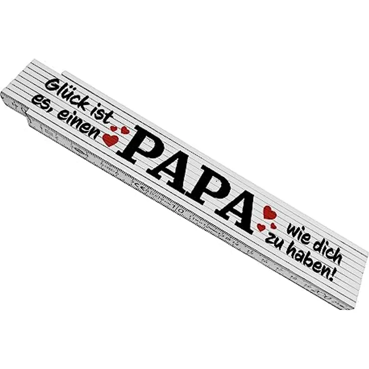 speecheese Glück einen Papa wie dich zu haben Meterstab aus Holz, praktischer Zollstock mit Herzen, ca. 24x3,5 cm, ideale Geschenkidee für Vatertag und Weihnachten
