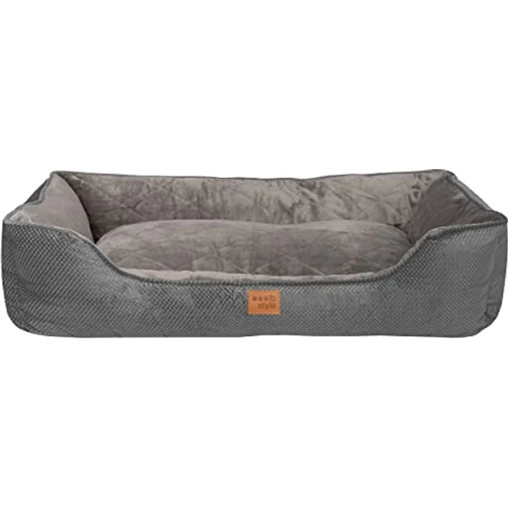 ib style® Happy Milo Hundebett | Körbchen für Hunde & Katzen | mit Reißverschluss | Größe: L | Grau – Bild 4