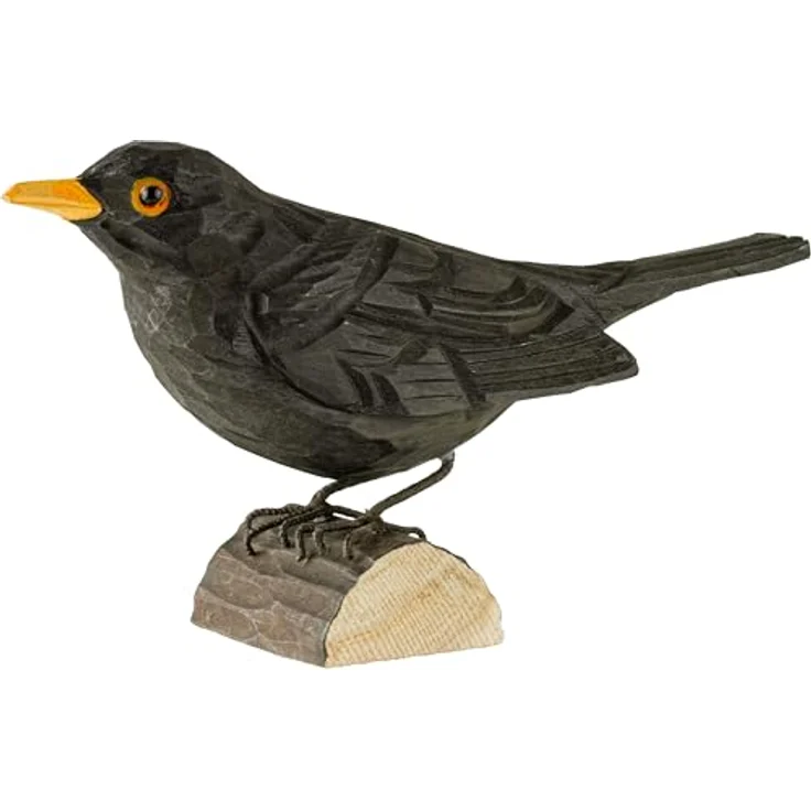 WILDLIFEGARDEN Wildlife Garden WG411 DecoBird Amsel - Handgeschnitzter Dekorative Vogel aus Holz - Mittelgroße Europäische Vögel, Schwedisches Design, Lindenholz, Umweltfreundliche Farbe – Bild 1