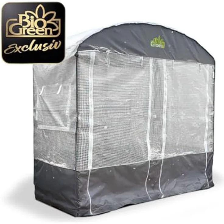 Bio Green Überwinterungszelt Patioflora 80 | Ganzjährig einsetzbar | Stabiler Rahmen | UV-beständige Folie | Inklusive Regal | B 183 x T 83 x H 173 cm