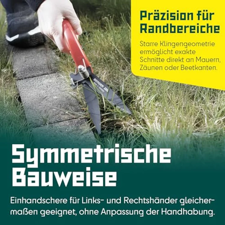 Berger Rasenkantenschere 2200 mit antihaftbeschichteten Klingen, für Linkshänder geeignet mittelgroß – Bild 4