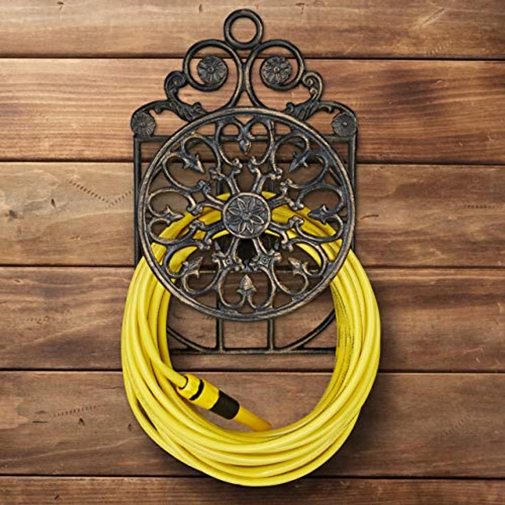 Relaxdays Schlauchhalter Antik, Gusseisen, Vintage Look, Wandhalter, HxBxT 50 x 32 x 20 cm, Gartenschlauchhalter, bronze – Bild 6