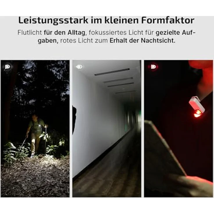 OLIGHT Oclip Pro Mini LED Taschenlampe, 500 Lumen, USB-C wiederaufladbar, IPX6 wasserfest, mit Flutlicht, fokussiertem Licht und Rotlicht, kompakte Clip Lampe für Läufer und Camping (weiß) – Bild 3