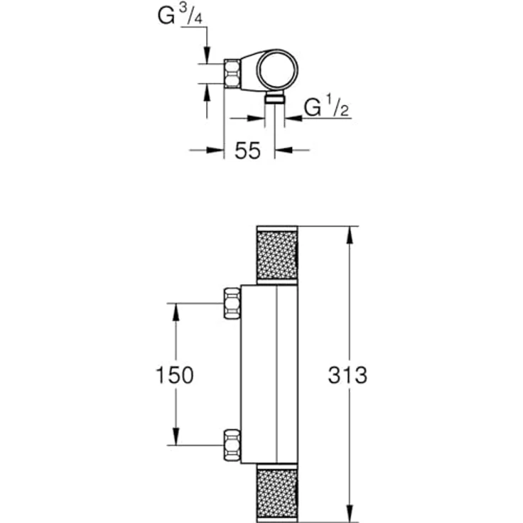 Grohe Grohtherm 1000 Performance Thermostat-Brausebatterie, CoolTouch Sicherheitsgehäuse, ergonomischer Metallgriff, Chrom – Bild 4