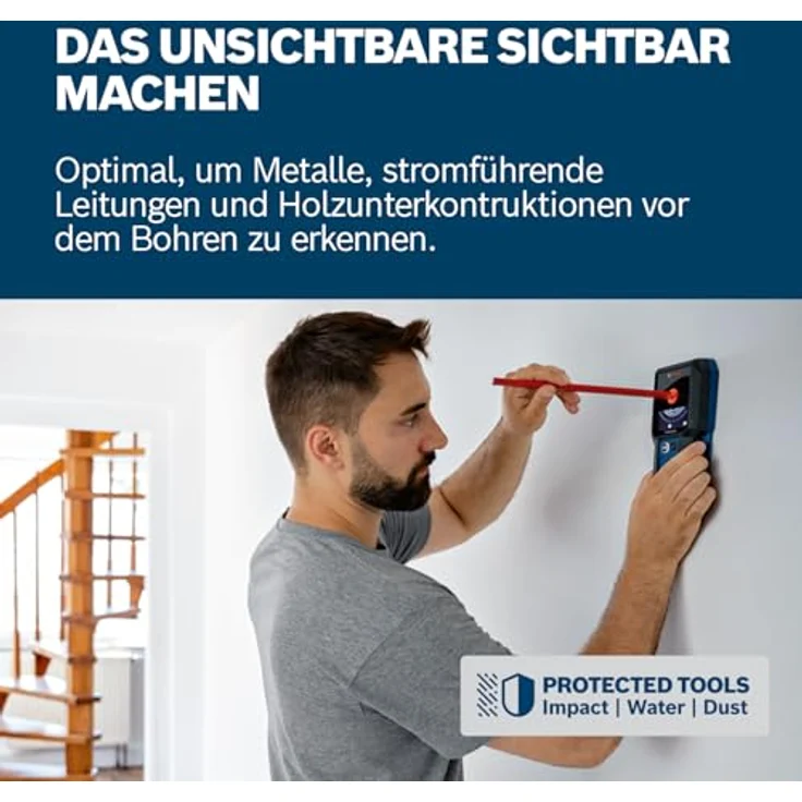 BOSCH Leitungsortungsgerät GMS 120-27 Professional Ortungsgerät, Strom, mit Farbcodierte Markierungsloch – Bild 2