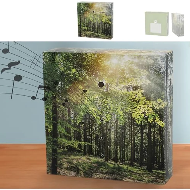 Cepewa Soundbox 'Wald' mit Bewegungssensor, 12x12x3,5cm, Pappe und Kunststoff, regulierbare Lautstärke für Vogelgezwitscher – Bild 1