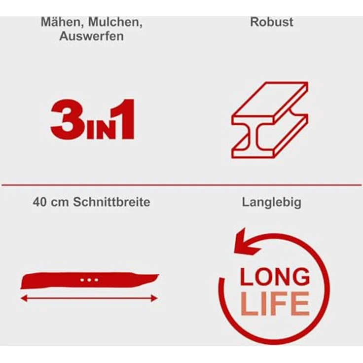 Scheppach Rasenmäher Messer 40 cm Ersatzmesser MP132-40 – Bild 3