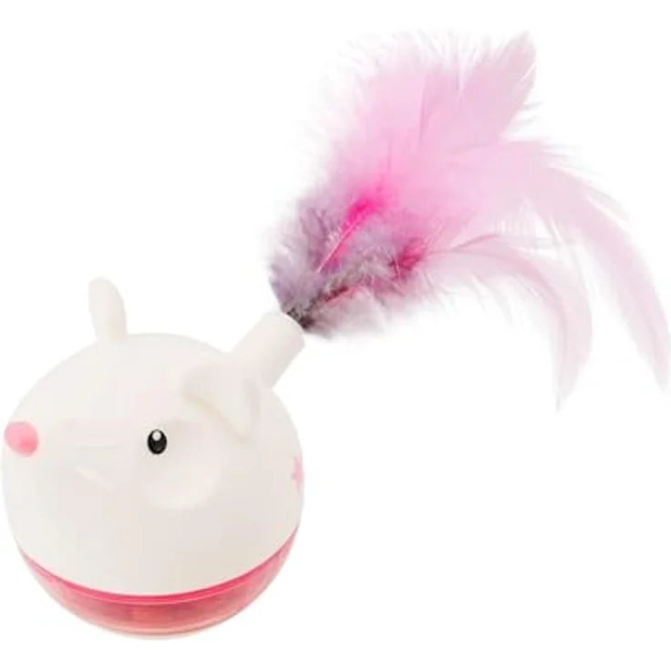 Catstages Petstages Hunt 'N Swat Treat Tumbler, Katzenspielzeug mit anpassbarem Leckerli-Ausgabeloch und Federn – Bild 1
