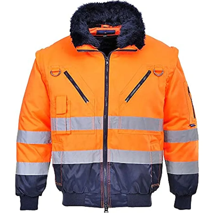 Portwest Hi-Vis Warnschutz 3-in-1 Pilotjacke, Größe: XXXL, Orange/Marine
