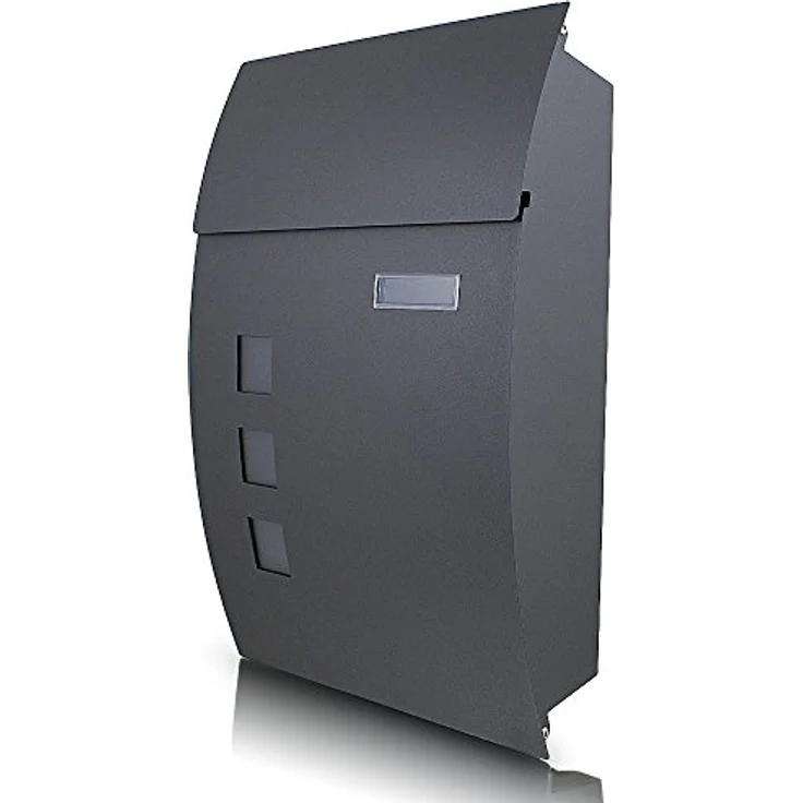 MS-Point Wandbriefkasten Letterbox, Halbrund mit 3 Sichtfenstern, Dunkelgrau Matt – Bild 1