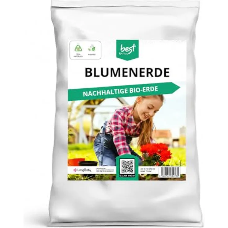 Best for Home Bio-Erde, Bio-Blumenerde torffrei für Zimmer- & Balkonpflanzen, nährstoffreiche Mischung, 20L oder 50L