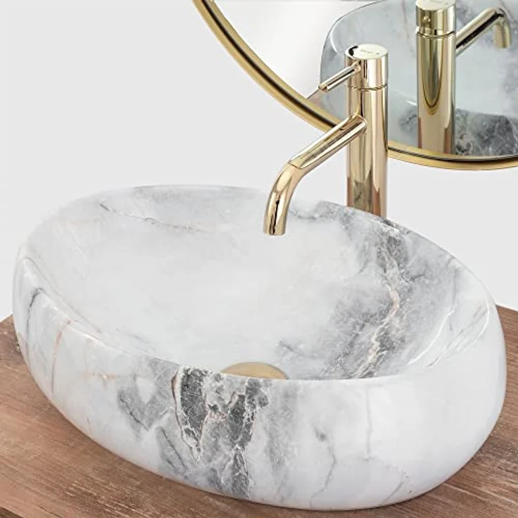 wohnwerk.idee Aufsatzwaschbecken Linda Granit Matt Marmor Naturstein 48,5x34 cm – Bild 4