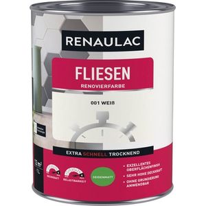 Bild für RENAULAC Fliesenlack Weiß Seidenmatt 1 L – Renovierfarbe für Keramik & Porzellan