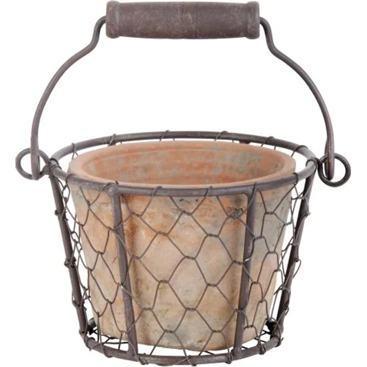 Esschert AT09 AT Topf im Drahtkorb/Henkel