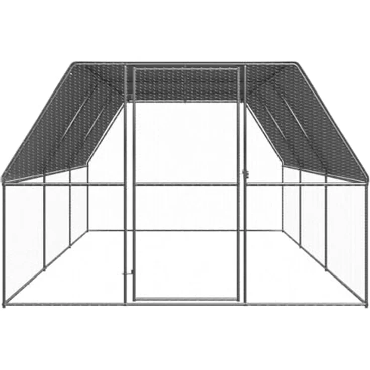 vidaXL Hühnerstall, Outdoor-Hühnerkäfig 3x6x2 m aus verzinktem Stahl, wasserabweisendes Dach, Tür mit Schloss, silbern – Bild 2