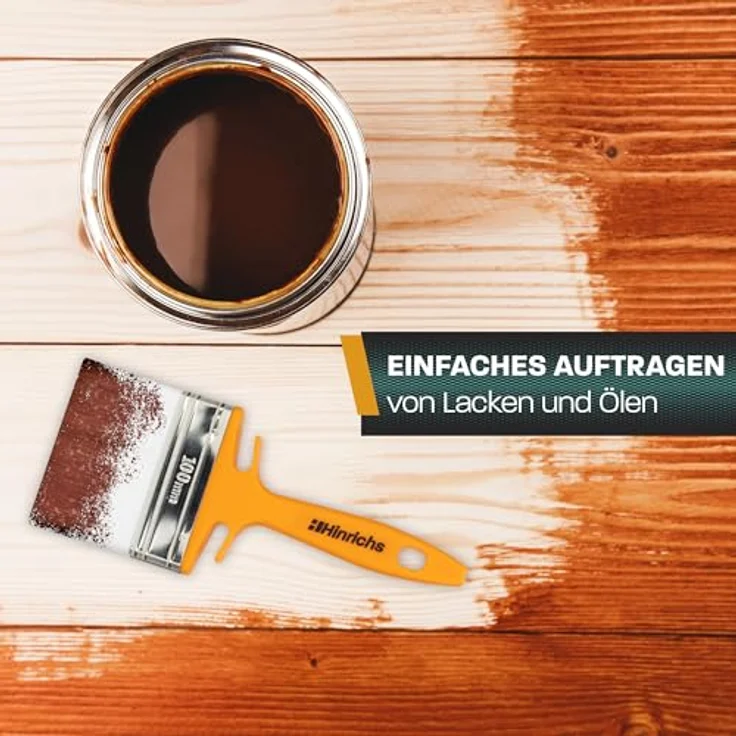 Hinrichs Lasurpinsel Set – 4X Malerpinsel Set Profi in den Breiten 50mm, 70mm, 100mm & 120mm –Lackierpinsel für Lack, Öl und Farbe - Pinsel für Holzlasur - Pinsel Set Paint Brush - Fensterpinsel – Bild 3