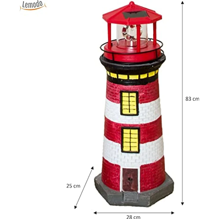 Beach & Pool Solar-Leuchtturm, rot/weiß, 82 cm – Bild 3