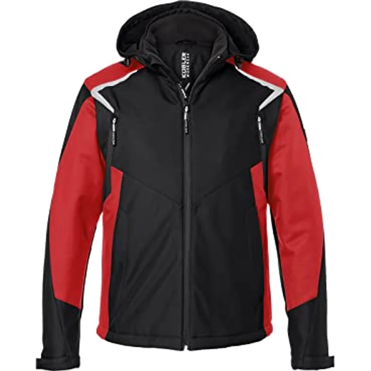 KÜBLER BODYFORCE Winter Softshell Jacke, Schwarz/Mittelrot, Fleece-Innenfutter, 3-Zonen-Wärmeregulierung, Gr. 4XL – Bild 1