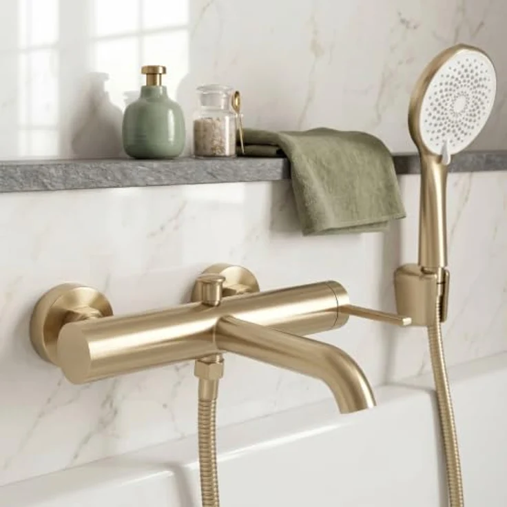 wohnwerk.idee Wannenarmatur Badewanne, Handbrause Set in Titan, Schwarz und Chrom Matt, moderne Gestaltung mit langlebiger Keramikkartusche – Bild 4