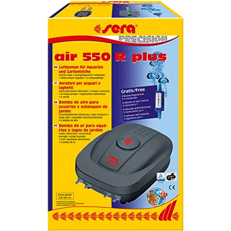 sera 8816 air 550 R Plus - Luftpumpe für mittelgroße, große Aquarien,und Teiche – – Elektronische Regelung, Weiß – Bild 1