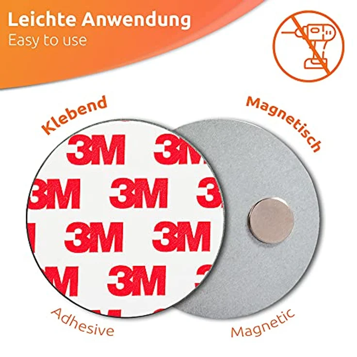 ECENCE Rauchmelder Magnethalter 20 Stück selbstklebende Magnethalterung für Rauchmelder Ø 50mm schnelle & sichere Montage ohne Bohren und Schrauben für alle Feuermelder und Rauchwarnmelder – Bild 2