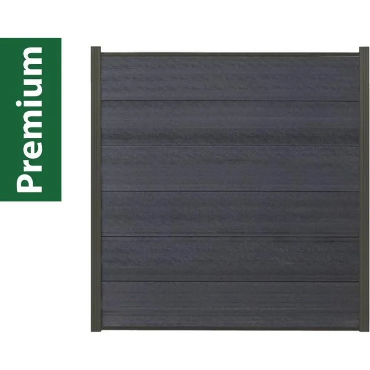Woodstore24 XXXL Premium COEX WPC Sichtschutzzaun anthrazit, 8 x Zaun & 9 x Pfosten, 175 cm x 179 cm, pflegeleicht und wetterbeständig