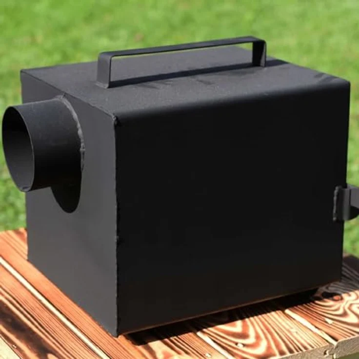 QLS Metall Räucherofen, 50×50×50 cm mit Thermometer, 6 Haken, Deflektor, Rohrset – robuste Stahlblechkonstruktion, hitzebeständig, externer Feuerkasten – Bild 3