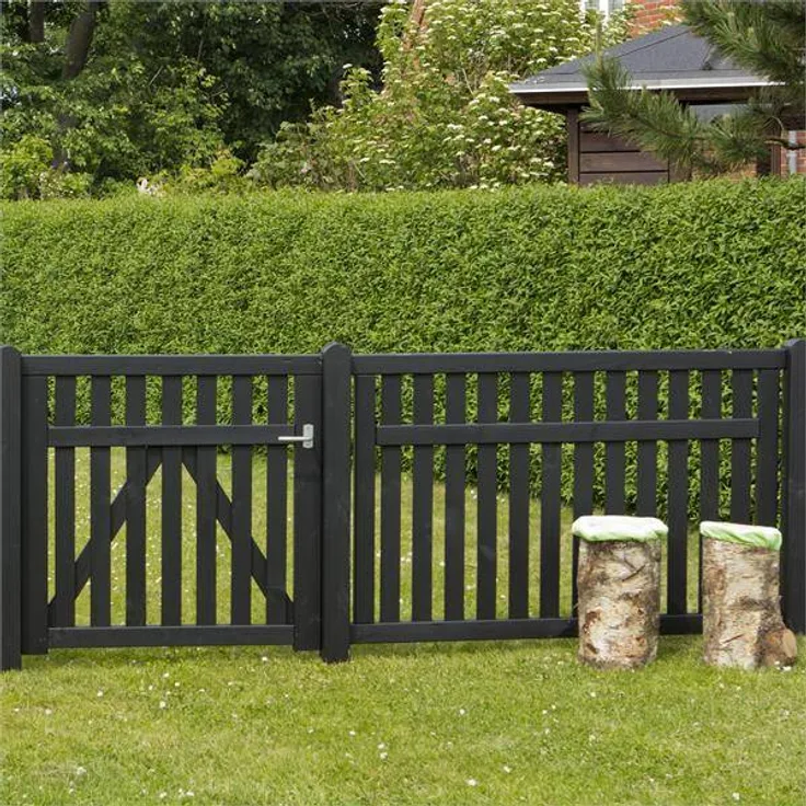 Plus Zaun Country, 150 x 96 cm, Vorgartenzaun aus FSC®-zertifiziertem Kiefer/Fichte, schwarz