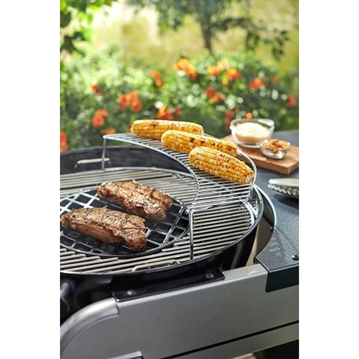 Weber 8417 Warmhalterost, passend für 57 cm Holzkohlegrills, Schwarz, ideal zum Warmhalten und Toasten von Speisen – Bild 3