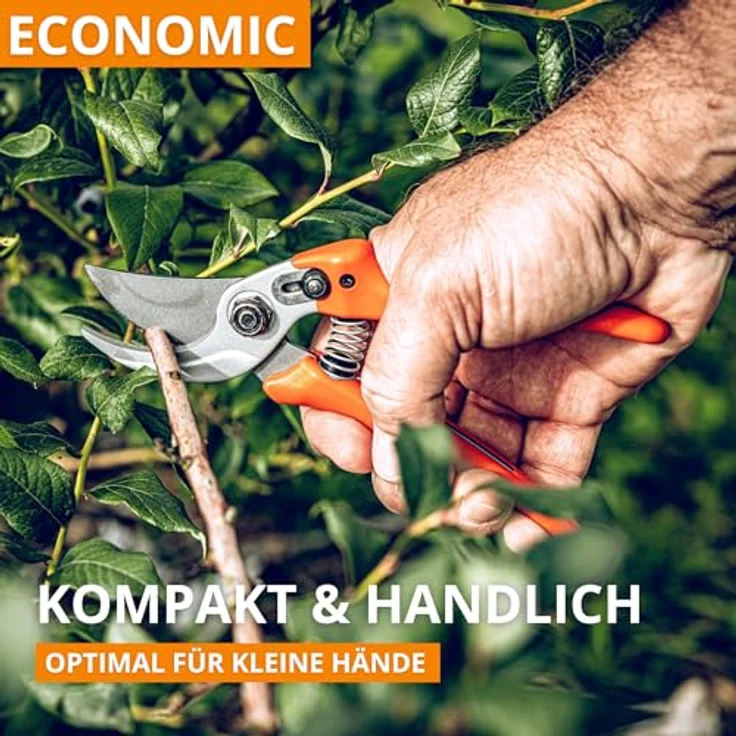 Original Löwe 14 Gartenschere Rosenschere 14.107 mit scharfen Stahlklingen aus Carbon - leichte Bypass-Schere mit Antihaftbeschichtung zum Schneiden für Rosenbüsche Rosenzweige Äste Schnittblumen Rechtshänder klein – Bild 3