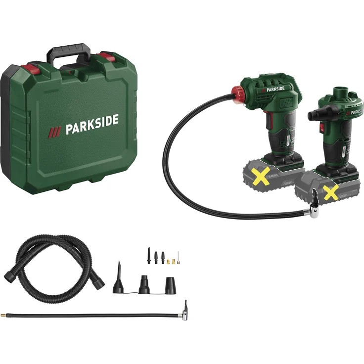 PARKSIDE® 20 V Akku-Luftpumpe »PALP 20-Li C3« + 20 V Kompressor »PAK 20-Li C3«, 7 bar Max. Druck, inkl. 6 Universal-Ventiladapter, kompakt und leicht