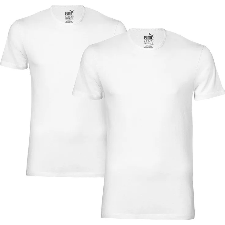 PUMA Poloshirt Puma Crew Tee, 2er Pack in schwarz/weiß, 100% Baumwolle, sehr bequem und pflegeleicht