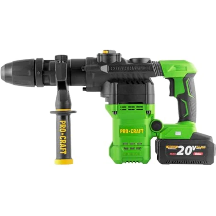 Procraft PHA50-1B-C Akku Bohrhammer 20 V, 7 J Schlagenergie, SDS max, inkl. 8,0 Ah Akku, Ladegerät und Koffer – Bild 3