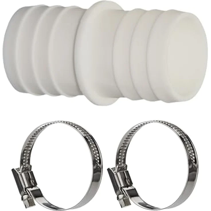 HAF 4x Schlauchverbinder 32mm x 32mm, Schlauchtülle x Schlauchtülle, inklusive 8 Edelstahlschellen, temperaturbeständig und UV-beständig, weiß – Bild 2