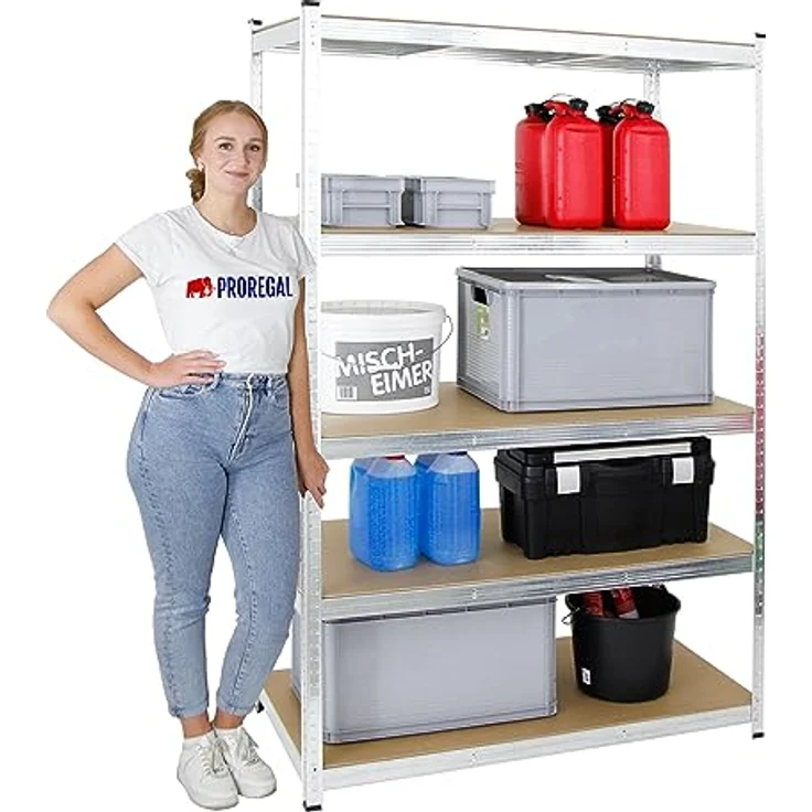 PROREGAL Kellerregal Gorilla 2er Spar-Set | HxBxT 180x120x60cm | Fachlast 175kg | Verzinkt | Garagenregal Werkstattregal  – Bild 5