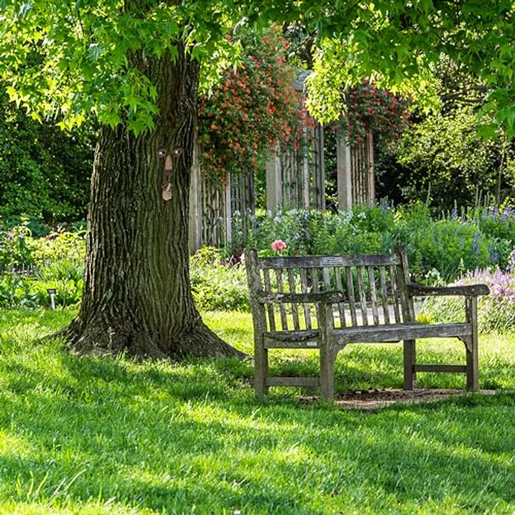 Relaxdays Baumgesicht 4-teilig, wetterfester Baumschmuck aus Kunststein, zum Hängen, beige/braun, Frost- und wetterbeständig – Bild 5