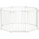 PawHut Welpenauslauf Freigehege für Hund Schutzgitter mit Tür Kaminschutzgitter Flexible klappbar 8 Paneele je 60 x 76 cm Weiß