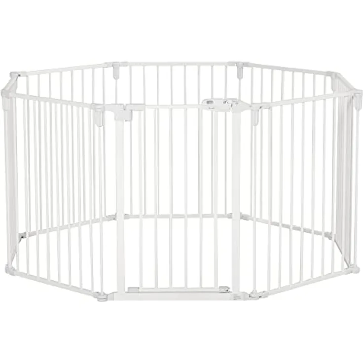 PawHut Welpenauslauf Freigehege für Hund Schutzgitter mit Tür Kaminschutzgitter Flexible klappbar 8 Paneele je 60 x 76 cm Weiß